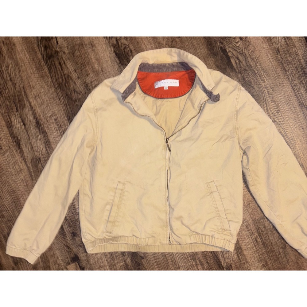 Geoffrey Beene Mens Harrington Jacket Tan Khaki Full Zip Lightweight Size L
